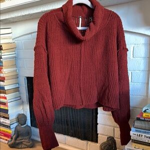 Free People Cowl Neck Wine Color Women's Sweater